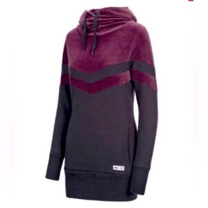 NWT! Picture Organic Thyme Burgundy Black Hooded Sweatshirt Dress Size XS
